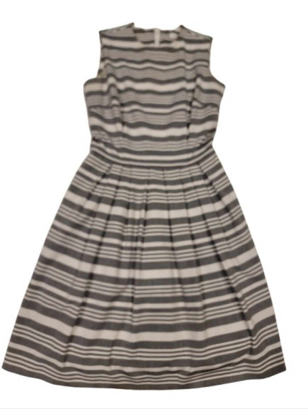 Calvin Klein Gray and White Striped Sleeveless Fit-and-Flare Dress 2 - Picture 5 of 14